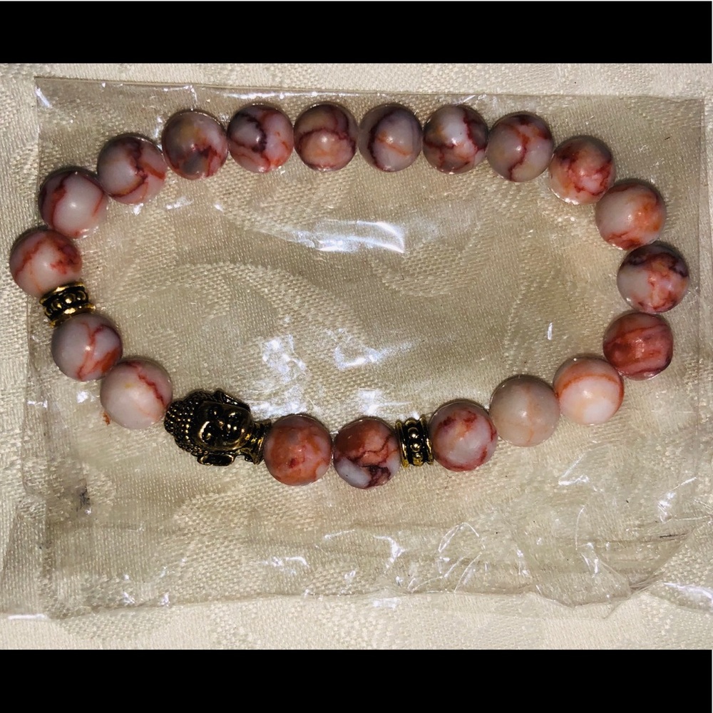 Rhodonite Bracelet with Buddha Charm – Healing & Spiritual Jewelry